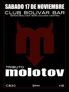 Tributo a Molotov este Sábado 17 de Noviembre @ Club Bolívar