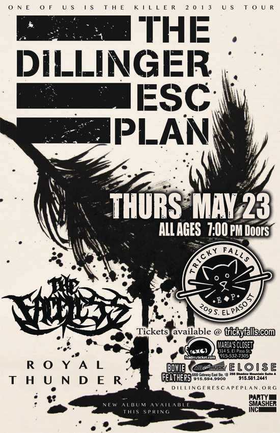 The Dillinger Escape Plan este jueves 23 de mayo @ Tricky Falls (El Paso, TX)