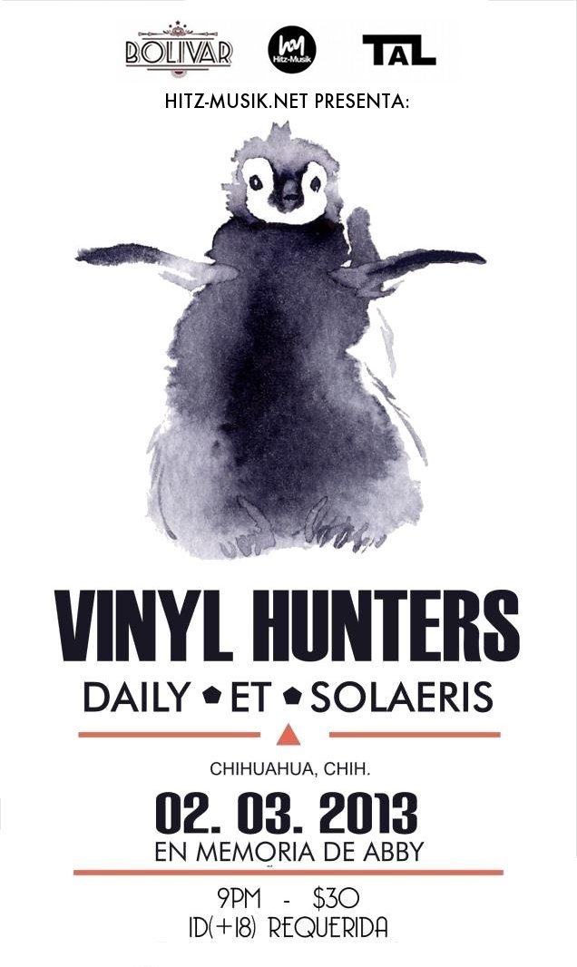 Vinyl Hunters, Daily, Et-& y Solaeris este sábado 2 de marzo @ Club Bolívar