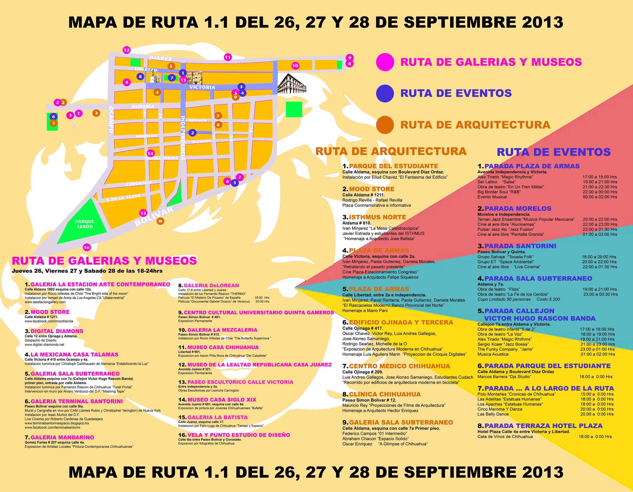 Mapa y calendario de eventos de La Ruta 1.1