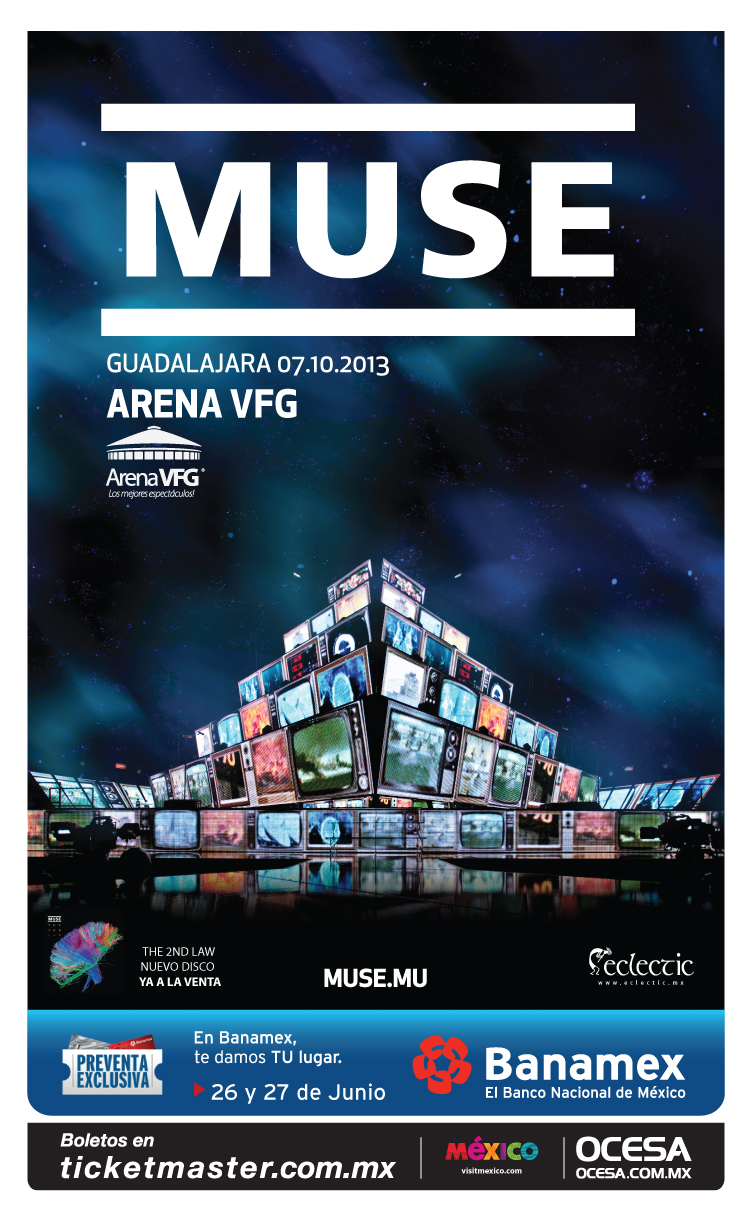 Muse este lunes 7 de octubre @ Arena VFG (Guadalajara, Jal.)