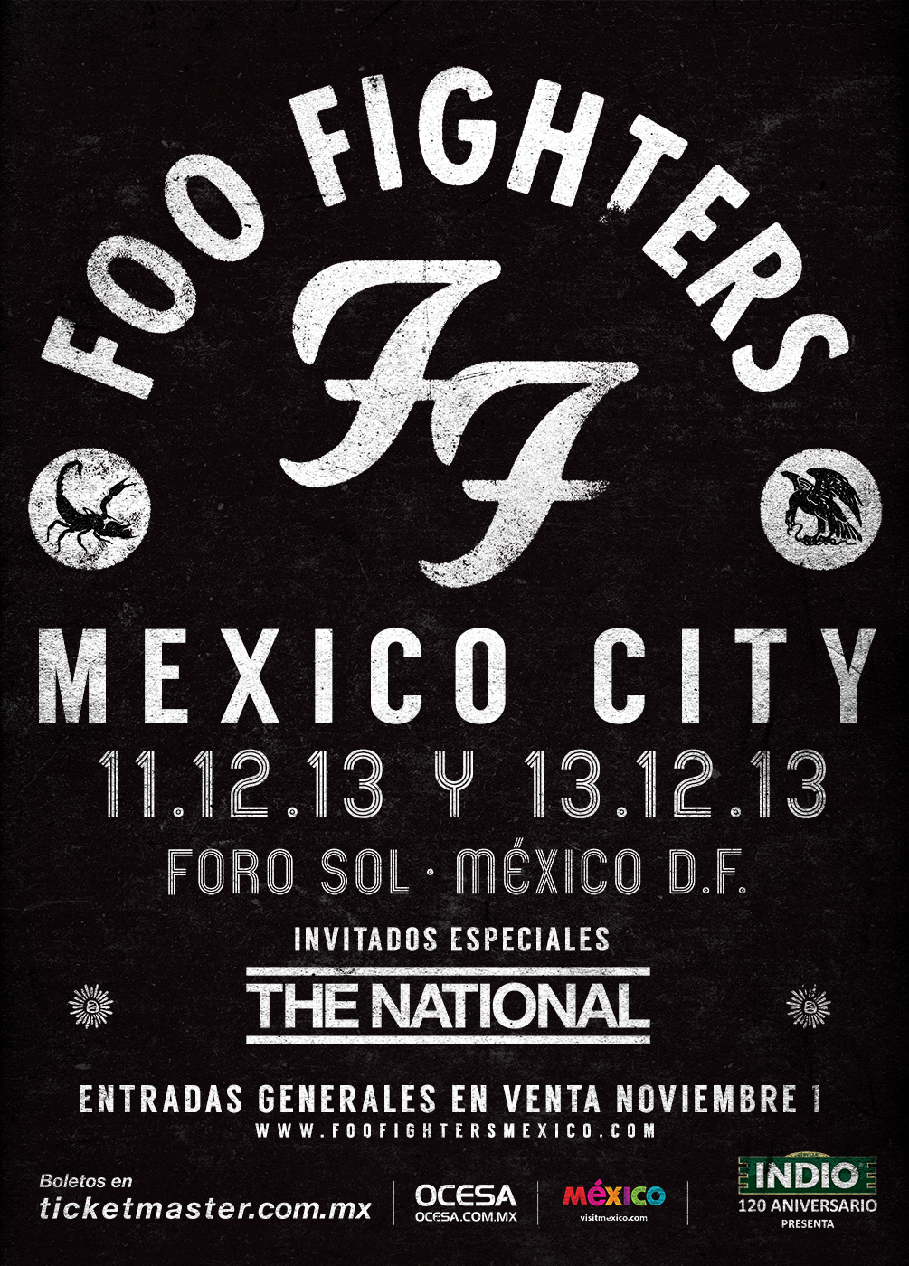 Flyer de los conciertos de Foo Fighters en México