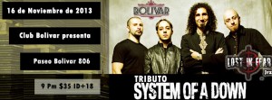 Tributo a System Of A Down este sábado 16 de noviembre @ Club Bolívar