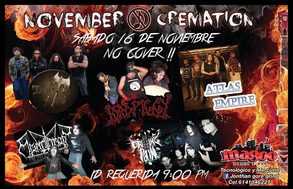 November Cremation este sábado 16 de noviembre @ Magoo Bar
