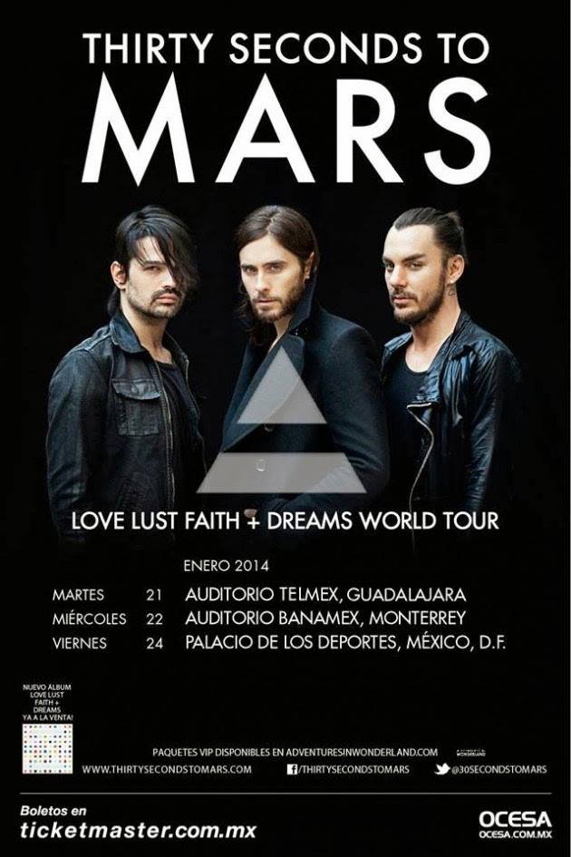 Thirty Seconds To Mars este martes 21 de enero @ Auditorio Telmex (Guadalajara, Jal.)