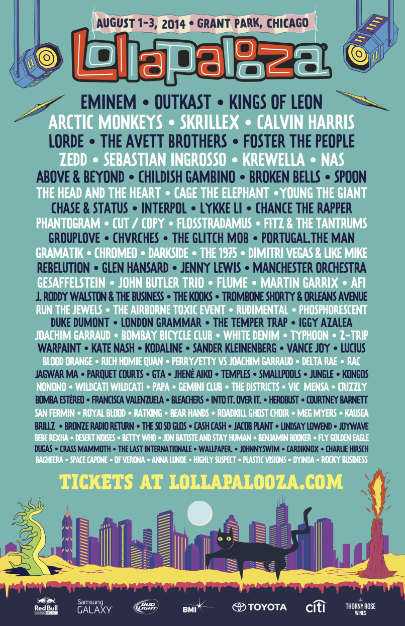 Cartel oficial del Lollapalooza 2014