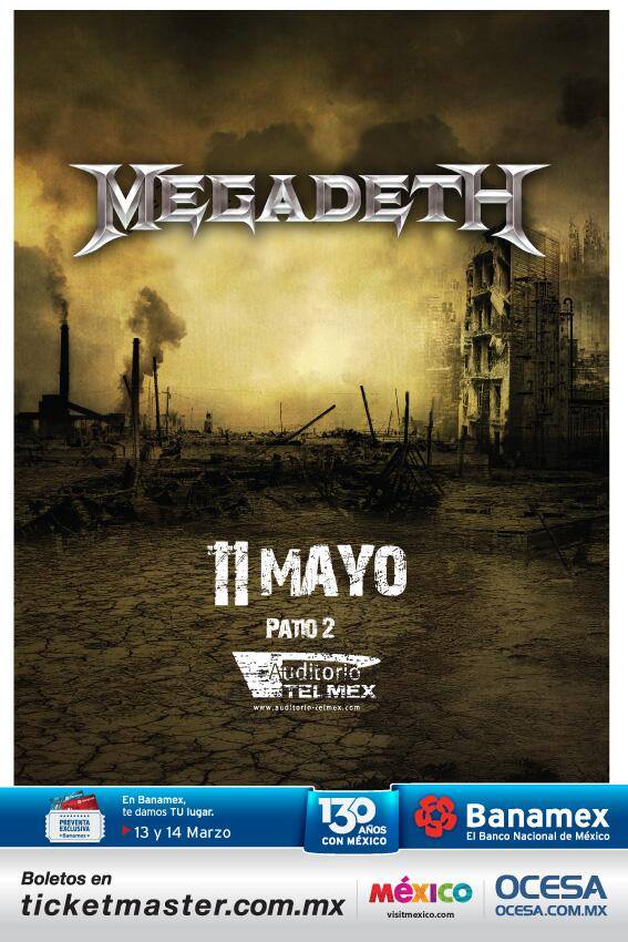 Megadeth este domingo 11 de mayo @ Auditorio Telmex (Guadalajara, Jal.)